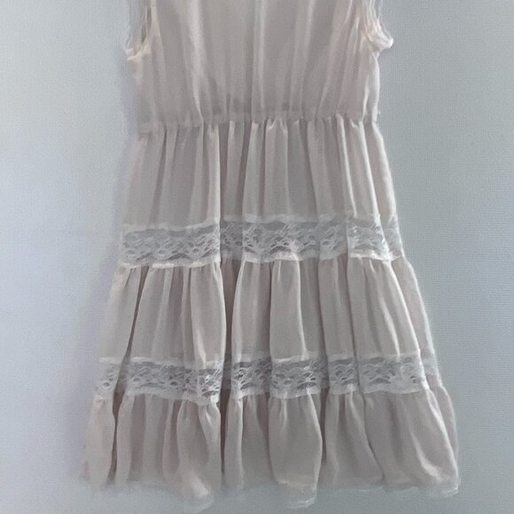 Ivory‎ Sleeveless Babydoll Top Lace Trim Semi Sheer Tiered Ruffle Blouse Sz S/M - Picture 12 of 14